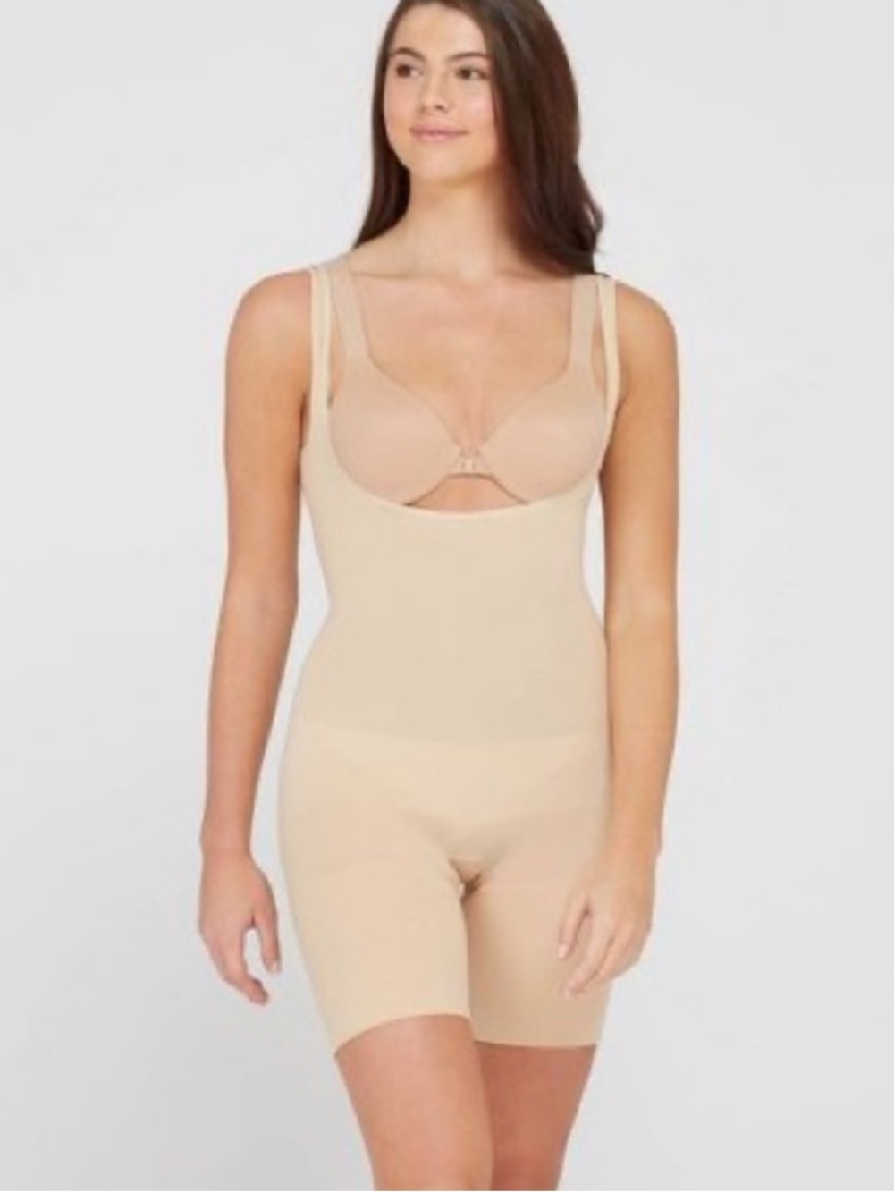 NWT SPANX SPANXsculpt Women's Remarkable Results Open Bust Mid-Thigh Bodysuit